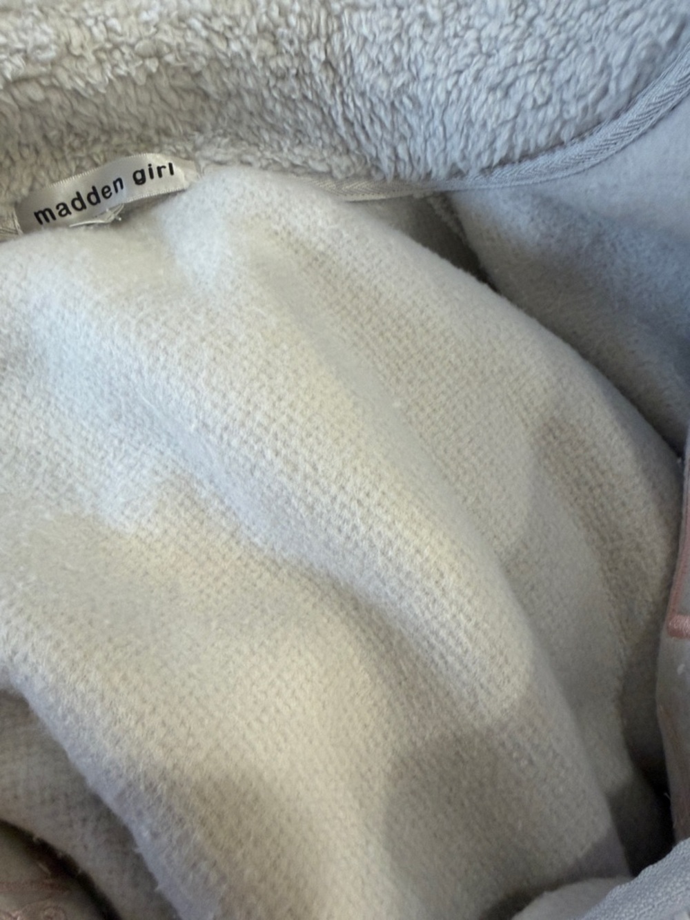 Madden Girl Boston Sports Club Grey Sherpa Fleece Full Zip Jacket Small NWT - Picture 10 of 10